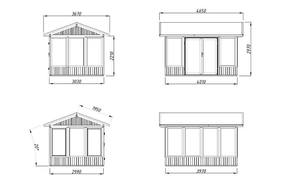 Holz-Glashaus ISABELLA 10,9 m² Isabella Bausatz 10,9 m² Naturbelassen