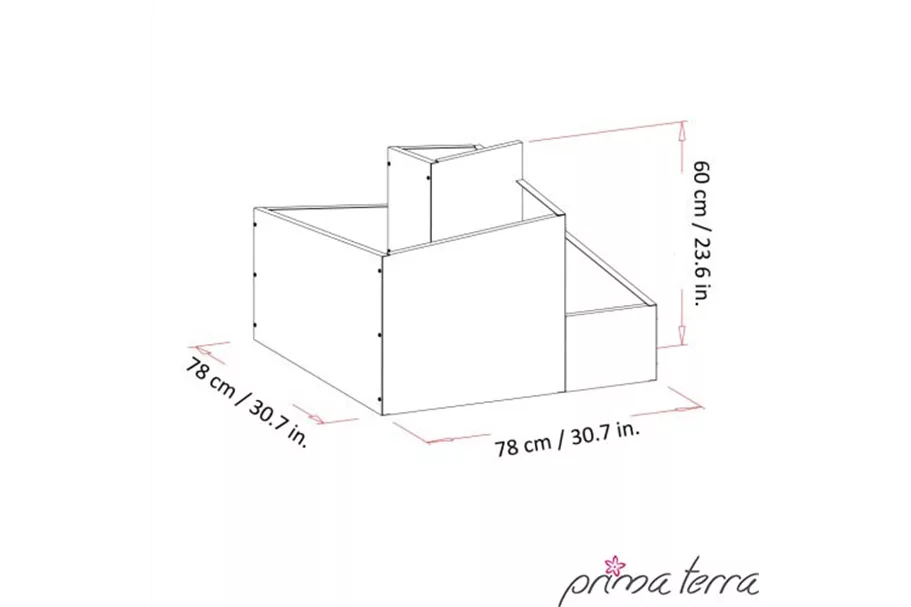 PRIMA TERRA ECKIGE KRÄUTERSCHNECKE 78 x 78 cm Edelrost