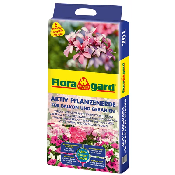 Floragard Aktiv Pflanzenerde für Balkon und Geranien