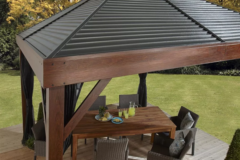 Pavillon Aluminium-Stahl 'South Beach' Holz-Optik 12.12 