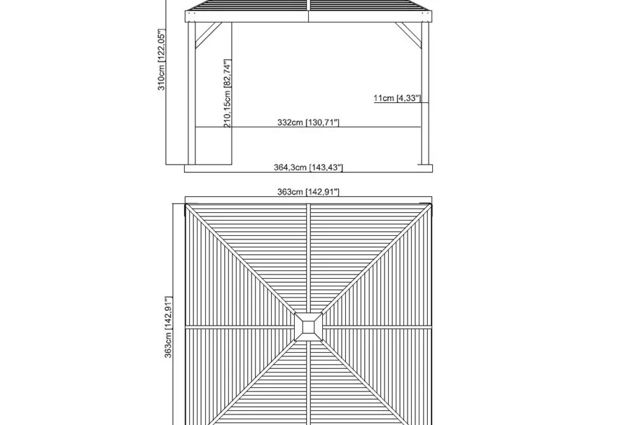 Pavillon Aluminium-Stahl 'South Beach' Holz-Optik 12.12 