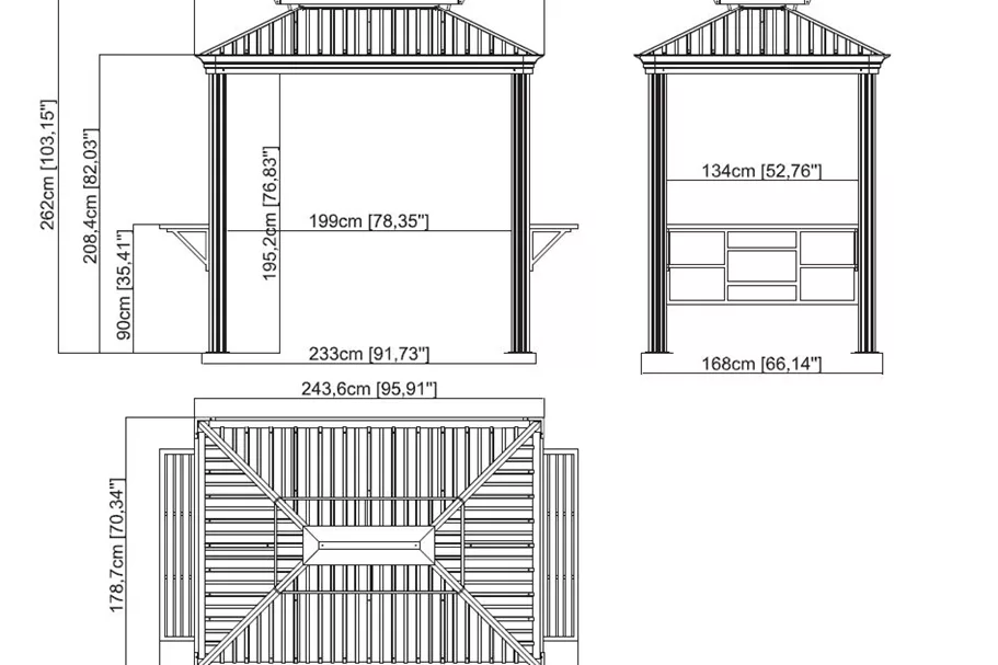 Grill-Pavillon Aluminium-Stahl Messina BBQ Anthrazit