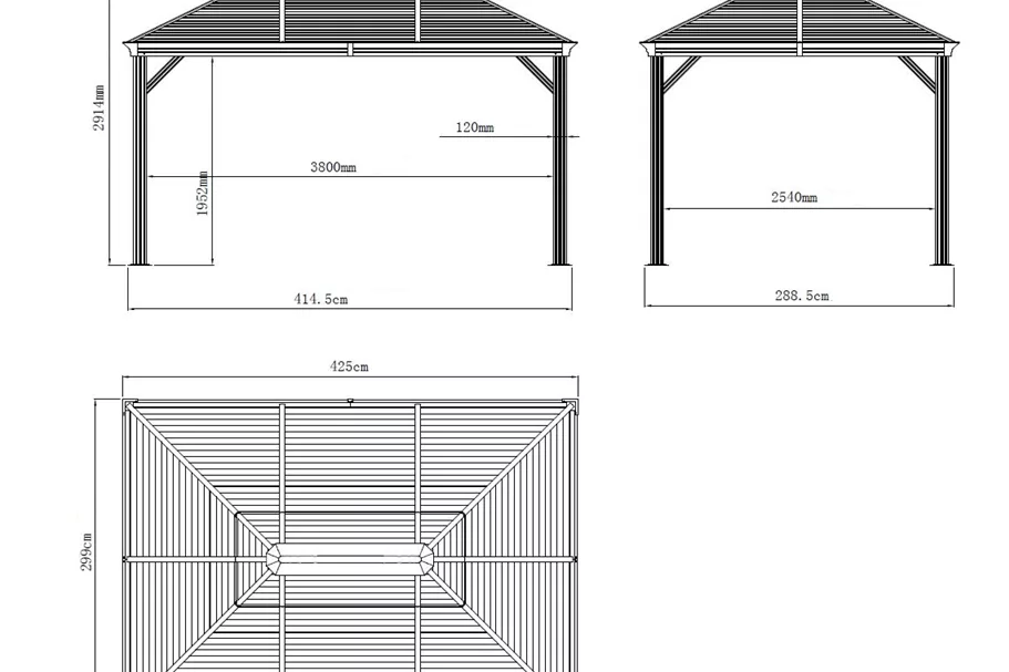 Pavillon Aluminium-Stahl Mykonos 10.14 Anthrazit