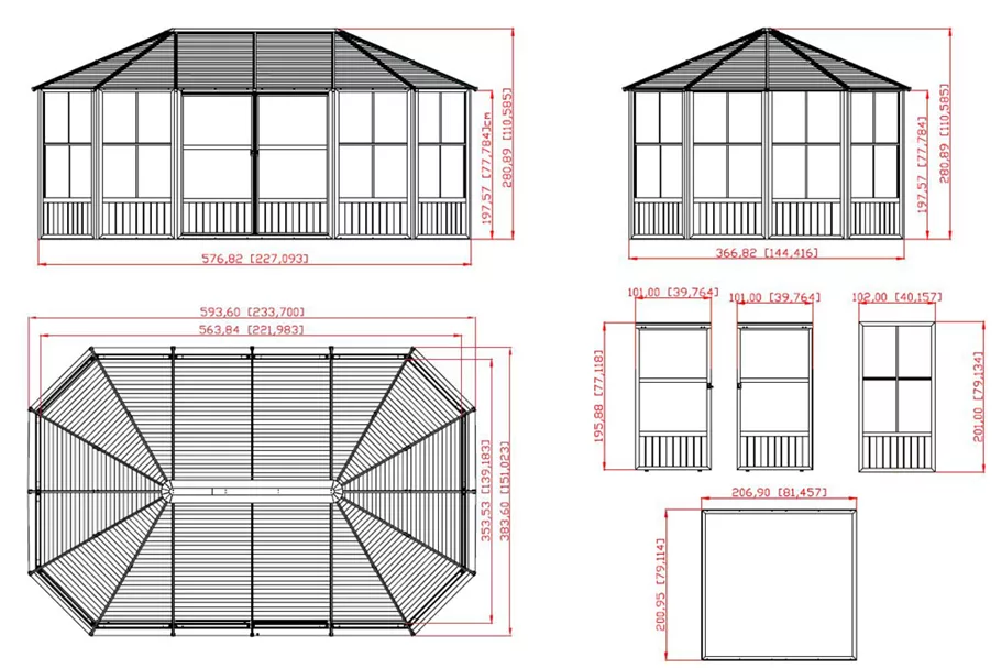 Pavillon Aluminium-Stahl Charleston 12.18 Anthrazit