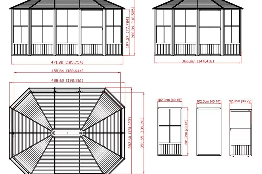 Pavillon Aluminium-Stahl Charleston 12.15 Anthrazit