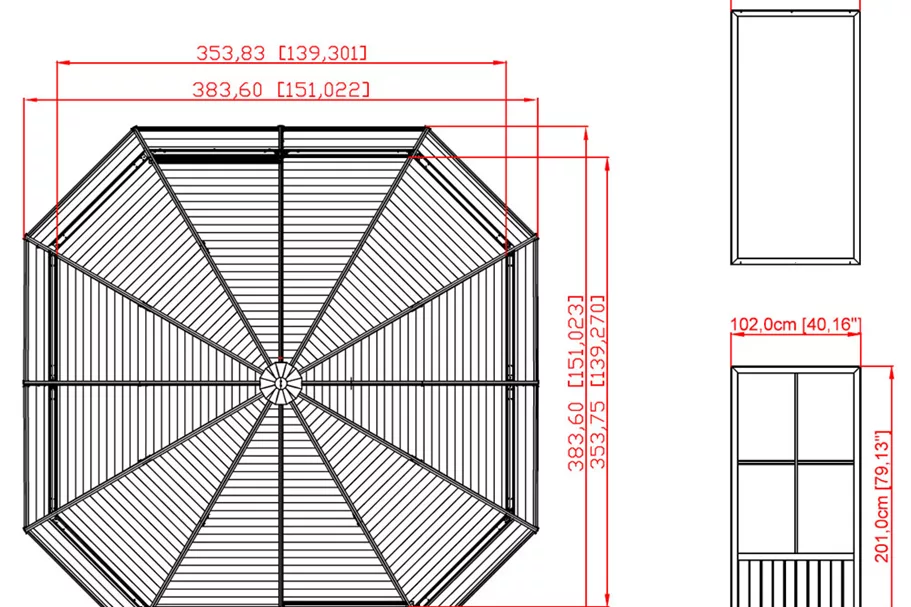 Pavillon Aluminium-Stahl Charleston 12.12 Anthrazit