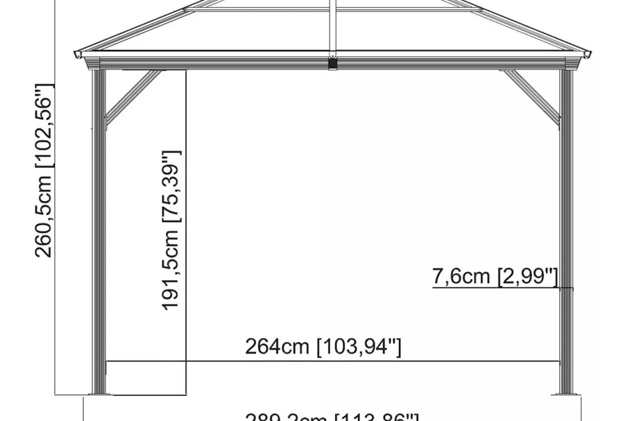 Pavillon Aluminium-Stahl Ventura 10.10 Basaltgrau