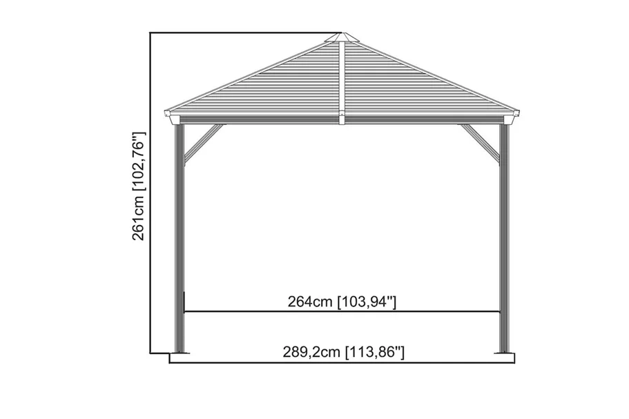 Pavillon Aluminium-Stahl Ventura 10.14 Basaltgrau