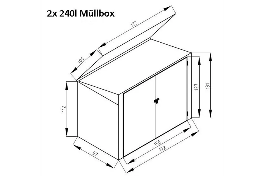 Mülltonnenbox aus Stahl 2-er für 2 x 240 Liter Mülltonnen