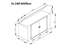 Mülltonnenbox aus Stahl 3-er für 3 x 240 Liter Mülltonnen