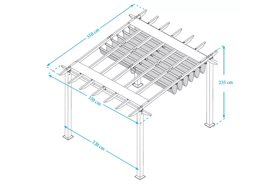 Pergola/ Pavillon Aluminium Florida 11.11-hellbraun Holzoptik hellbraun