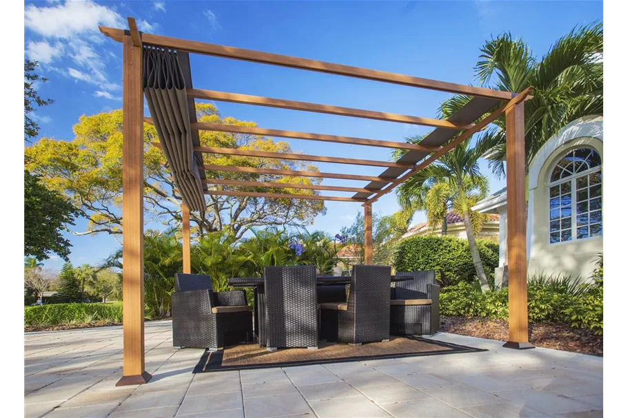 Pergola/ Pavillon Aluminium Florida 11.11-hellbraun Holzoptik hellbraun