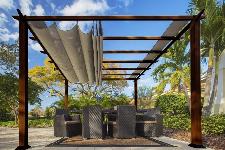 Pergola/ Pavillon Aluminium Florida 11.11-dunkelbraun Holzoptik dunkelbraun