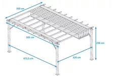 Pergola/ Pavillon Aluminium Florenz 11.16-Holzoptik-weiß in edlem Weiß