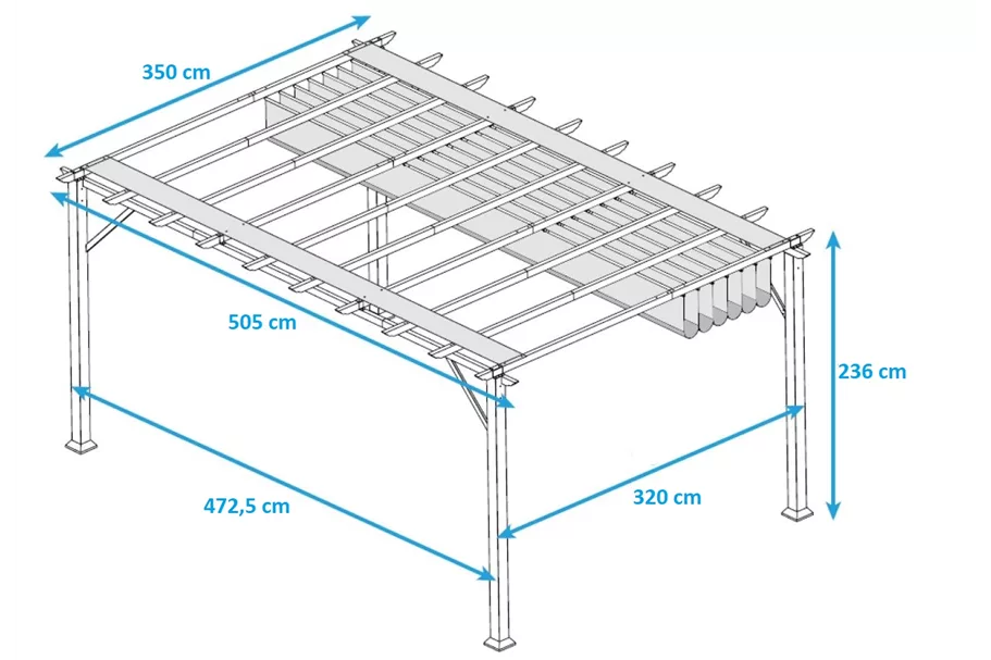 Pergola/ Pavillon Aluminium Florenz 11.16-Holzoptik-weiß in edlem Weiß