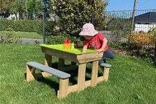 Garten Holz-Tisch für Kinder mit Bänken 1 Stück