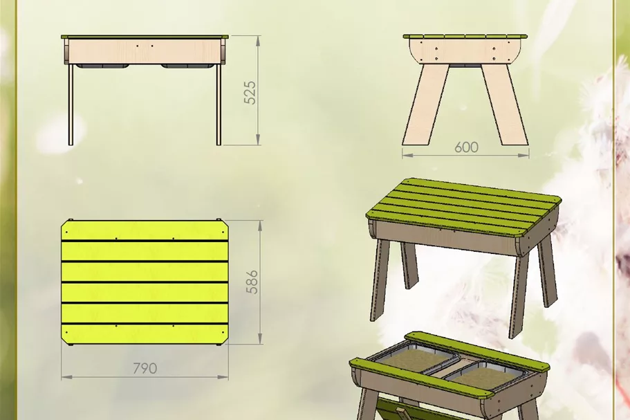 Garten Holz-Tisch für Kinder ohne Bänke