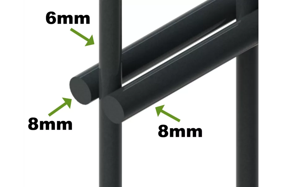 Doppelstabmattenzaun 8/6/8 - Höhe 1,63m RAL7016 Anthrazit Pfosten Typ AL 37,50m