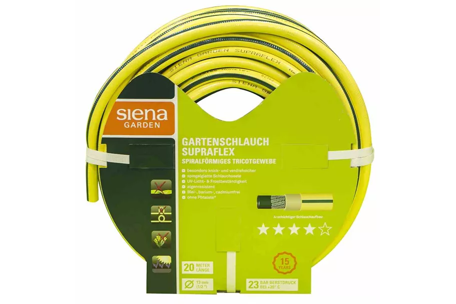 Siena Garden Gartenschlauch Supraflex, 12,5mm (1/2") , 20m-Rolle, gelb/grün B76862