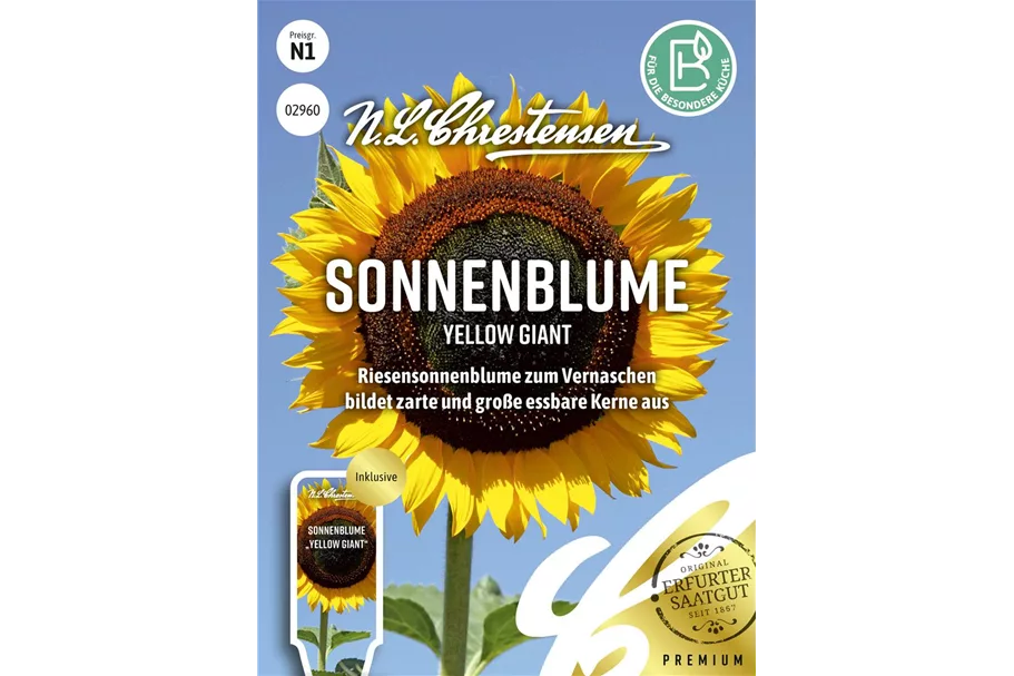 Sonnenblumensamen 'Yellow Giant' Inhalt reicht für ca. 15 Pflanzen