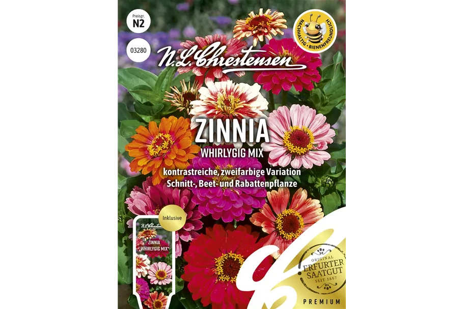 Zinniensamen 'Whirlygig' Inhalt reicht für ca. 40 Pflanzen