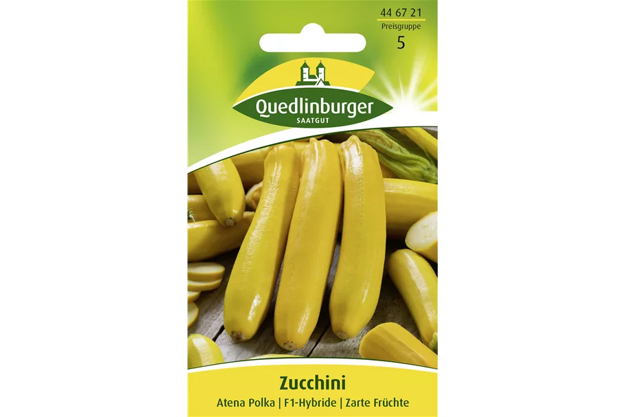 Zucchinisamen 'Atena Polka' Packungsinhalt reicht für ca. 5 Pflanzen