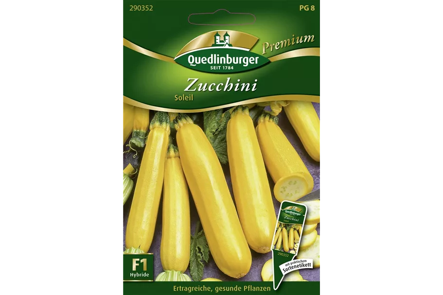 Zucchinisamen 'Soleil F1' Packungsinhalt reicht für ca. 6-8 Pflanzen