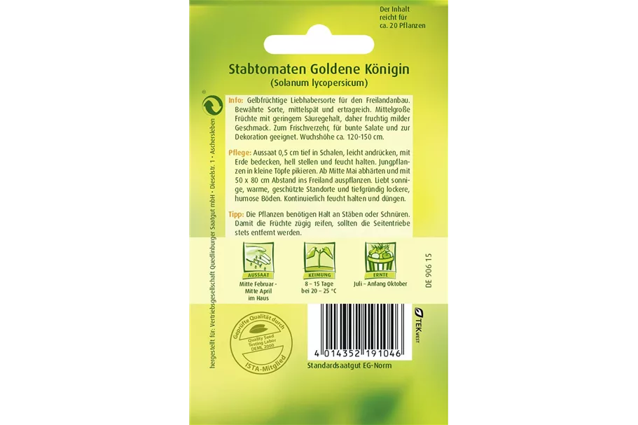 Tomatensamen 'Goldene Königin' Packungsinhalt reicht für ca. 20 Pflanzen